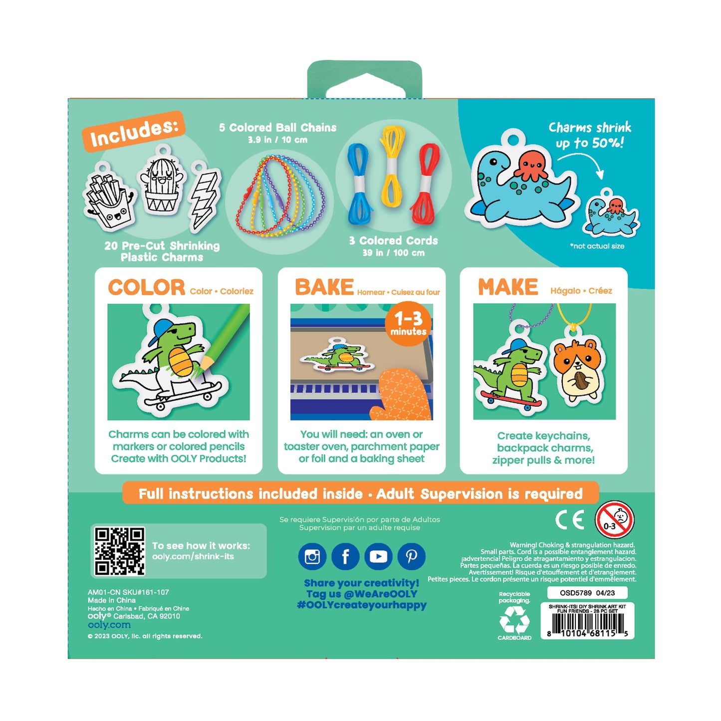 Ooly - Shrink-Its! D.I.Y. Shrink Art Kit - Fun Friends