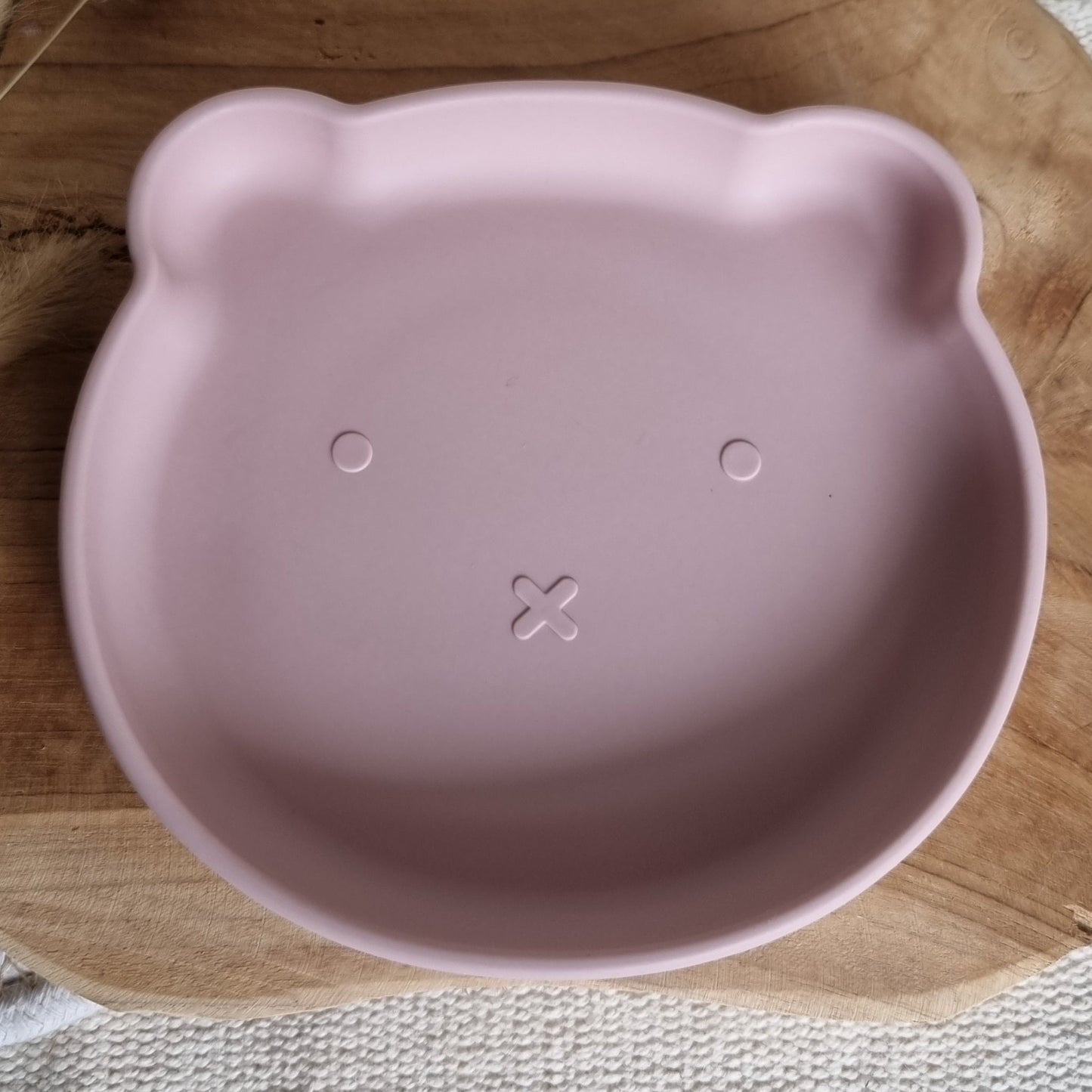 Siliconen bordje beer zacht roze