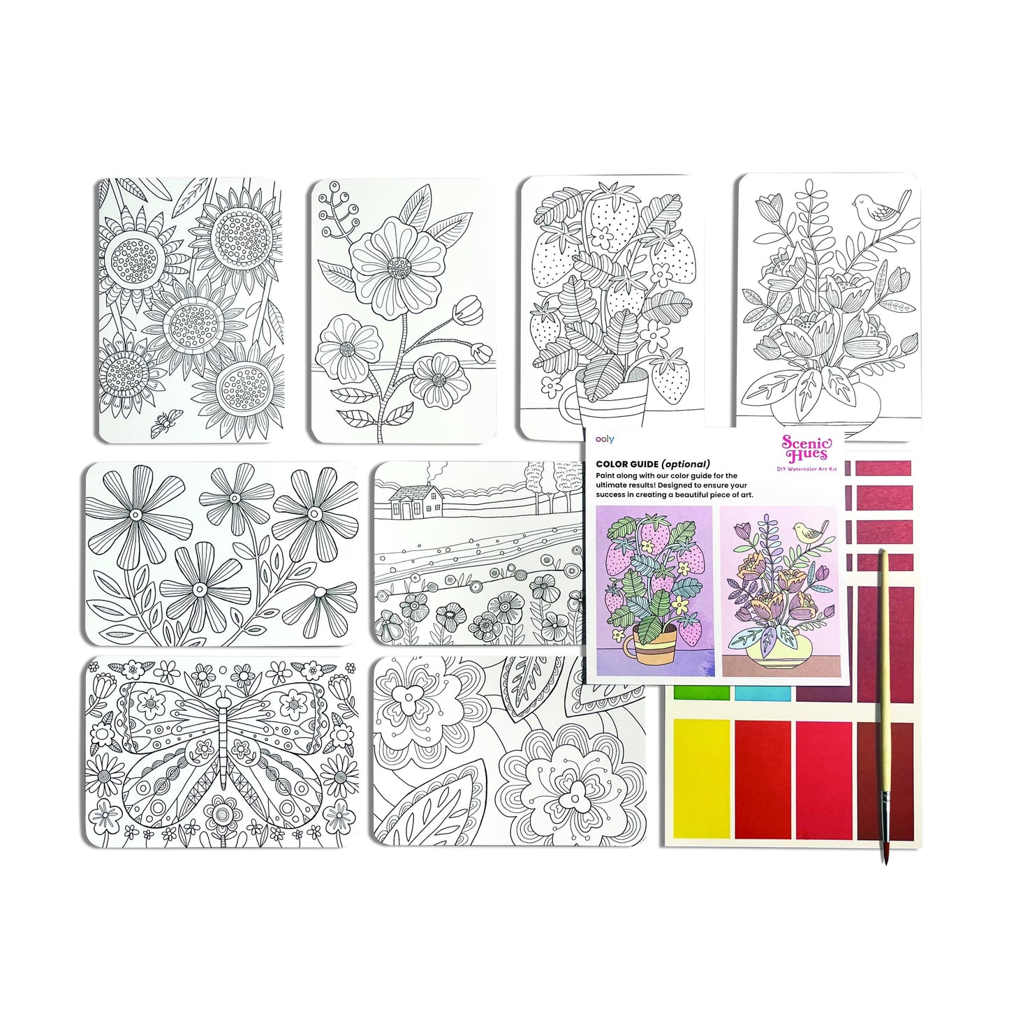 Ooly - D.I.Y. Watercolor Art Kit - Flowers & Gardens