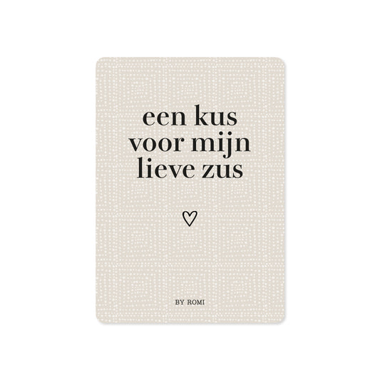 By Romi Wenskaart - Een kus voor mijn lieve zus