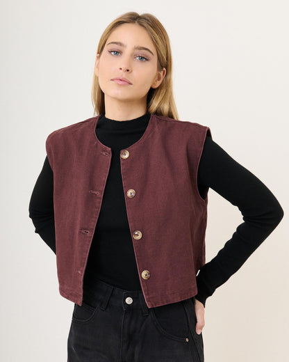 Bordeaux Gilet met knopen