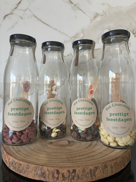 Chocolademelk flessen Prettige feesten