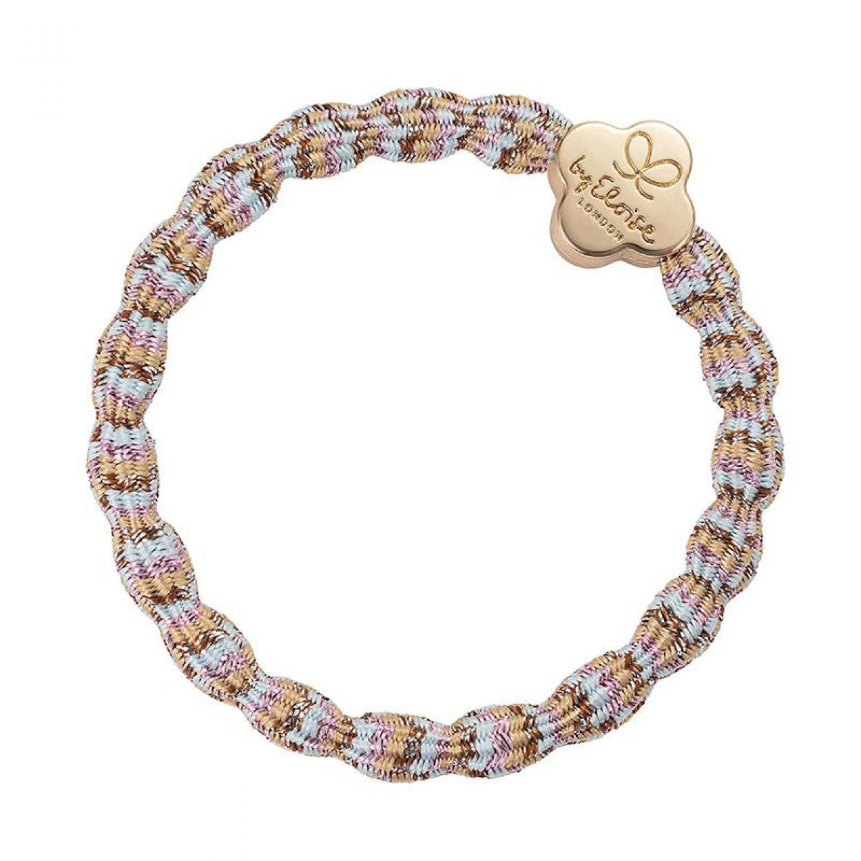 ByEloise Haarelastiek/ Armband -  Metallic Gold Quatrefoil Beach