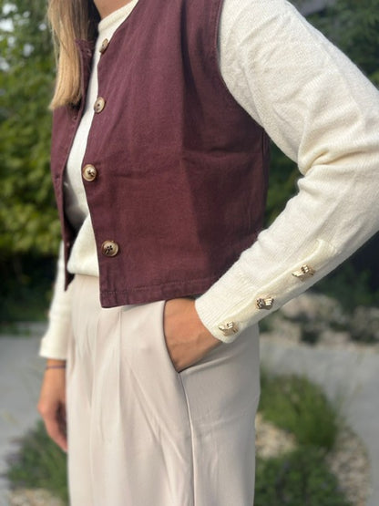 Beige wide leg broek